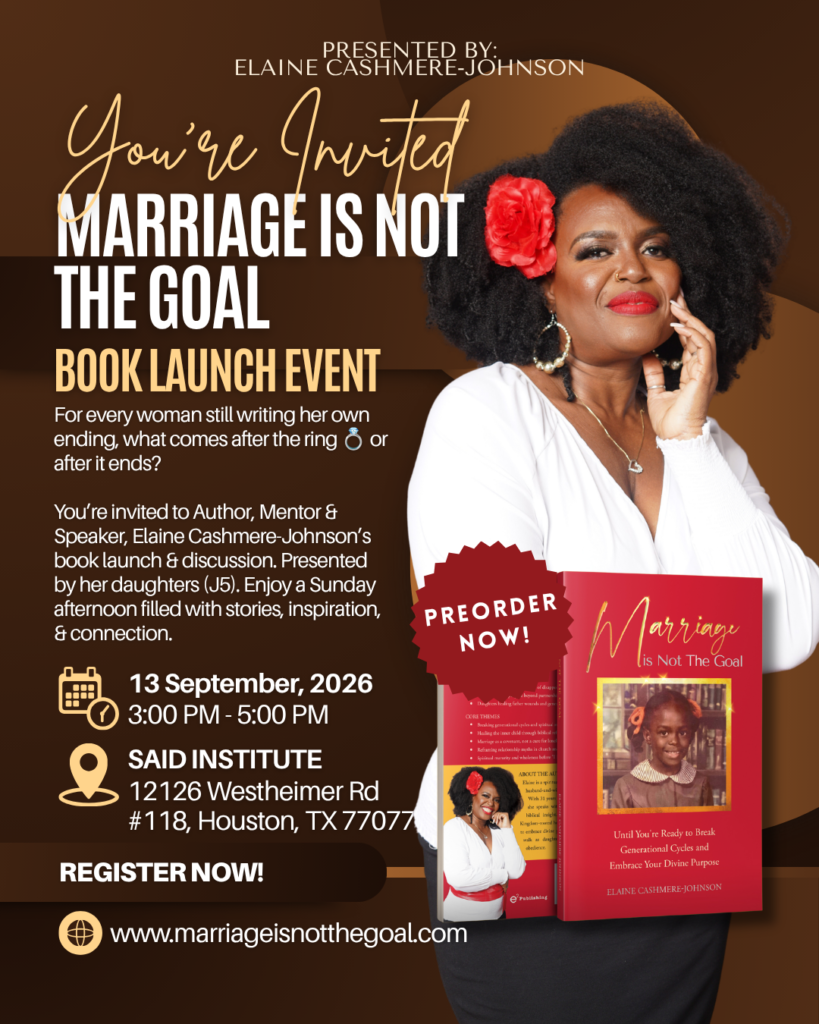 Marriage is not the goal book launch 2 Save the date
